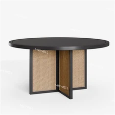 Runder massives Holz Esstisch Set